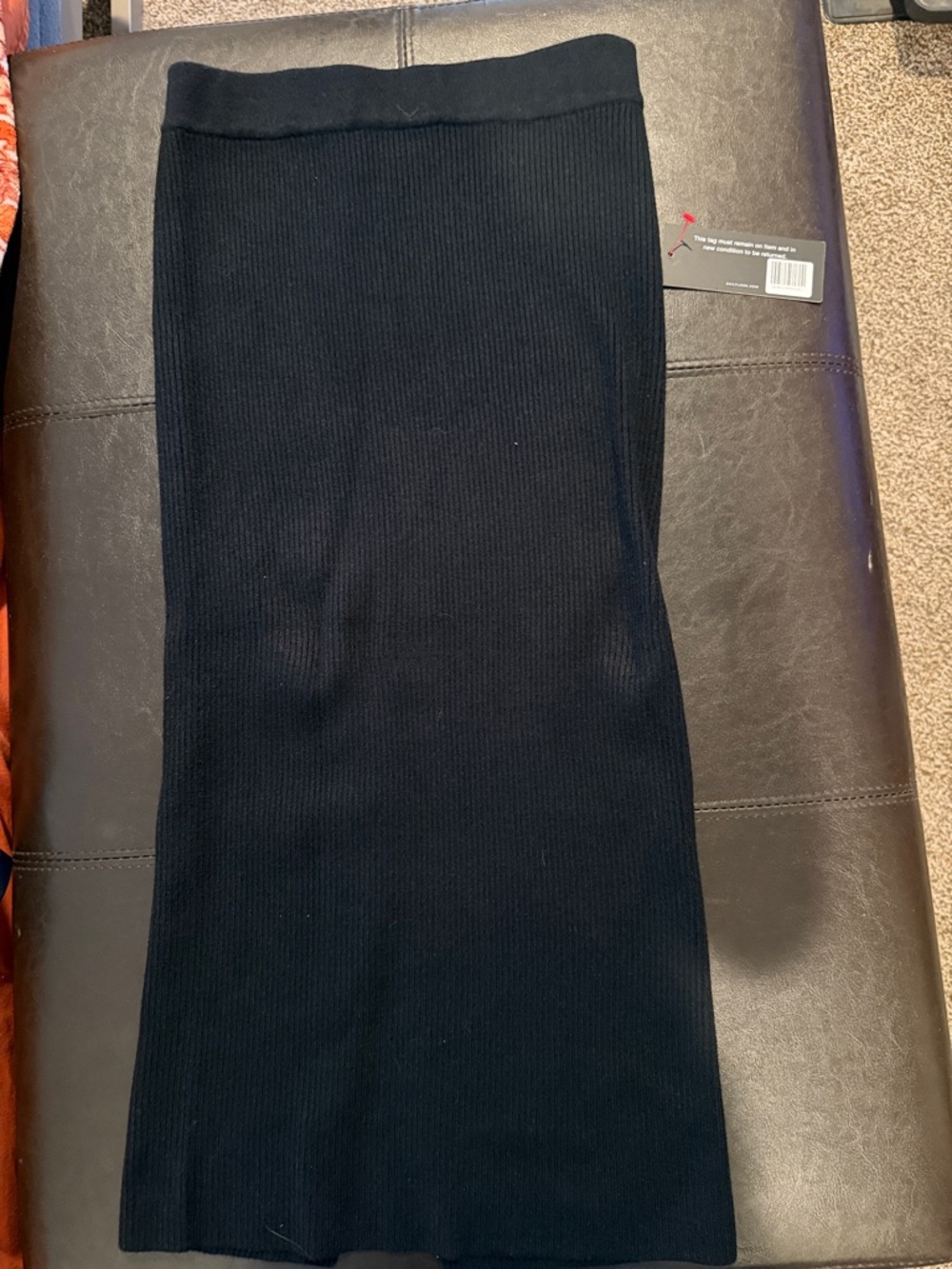 Aritzia Black Ribbed Knit Midi Skirt